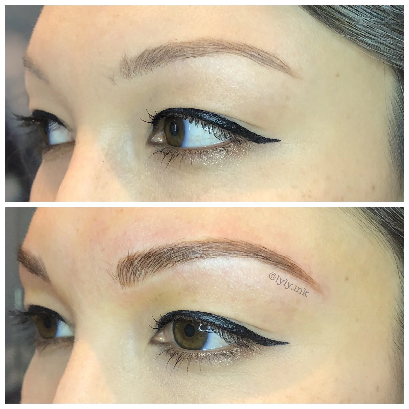 Yearly refresher (top image one year old Microblading)