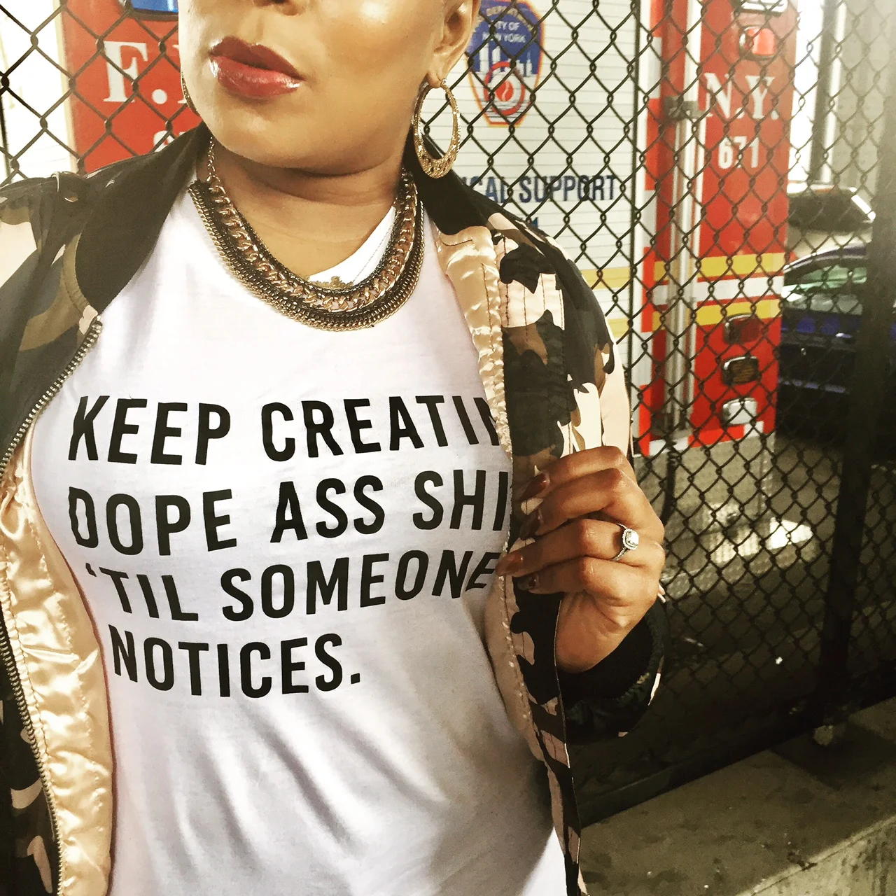 Pink Camo Jacket & A Statement Tee