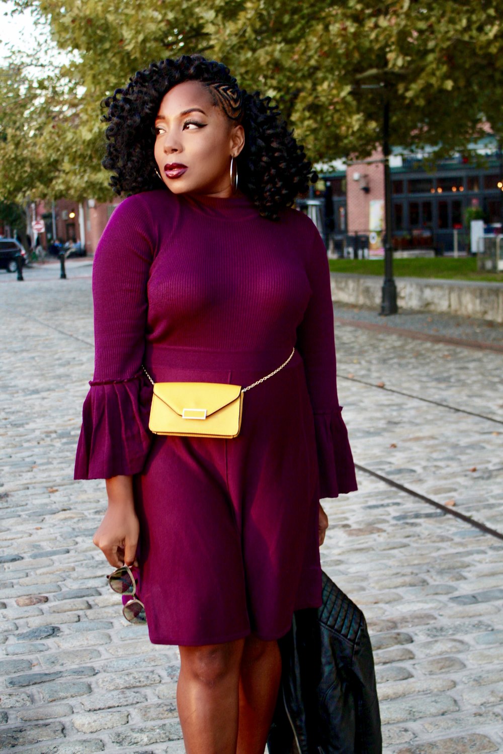 A Plum Sweater Dress and a DIY Fanny Pack — andinSommary