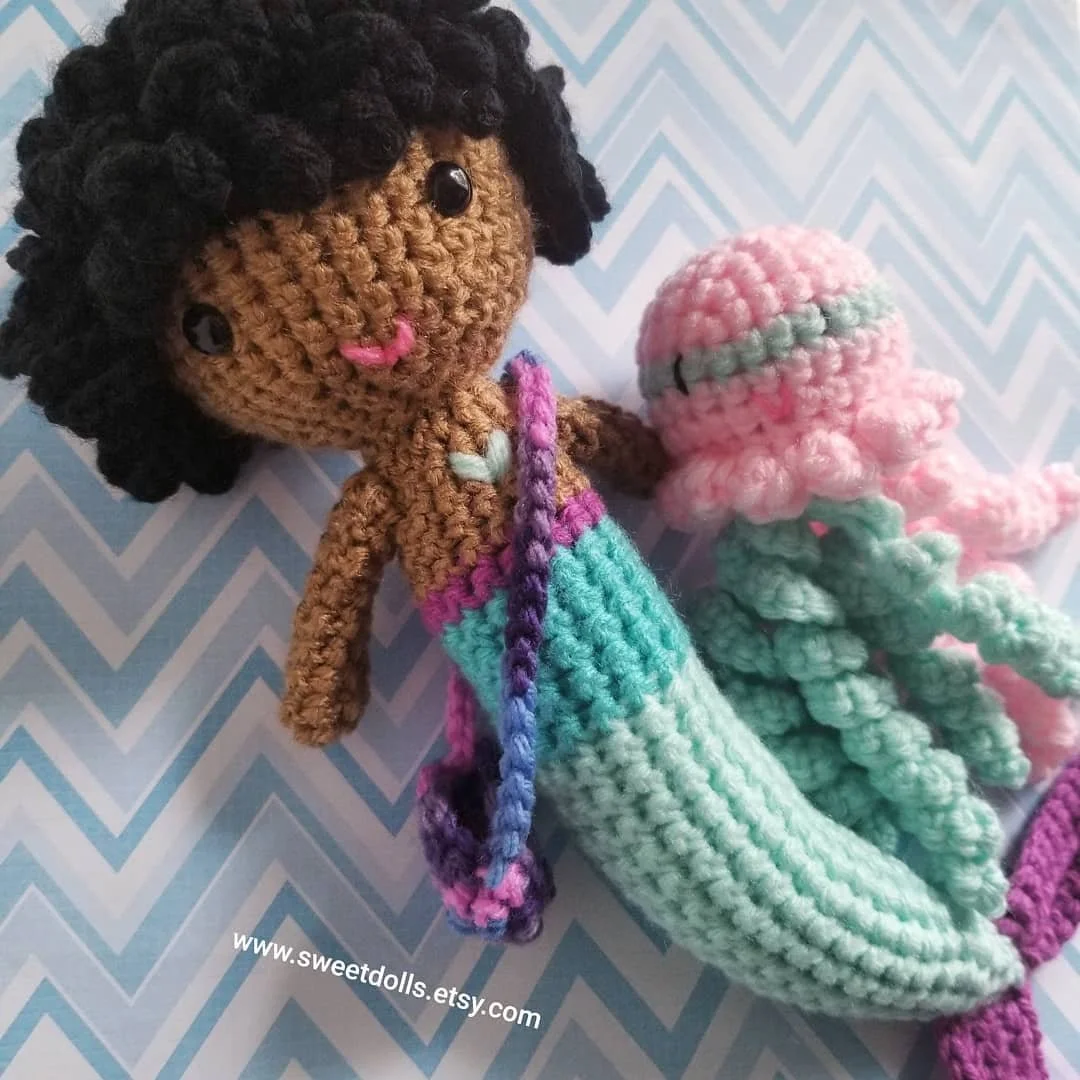Sweet Short hair mermaid. 
#sweetdolls #etsyseller  #handmadedoll