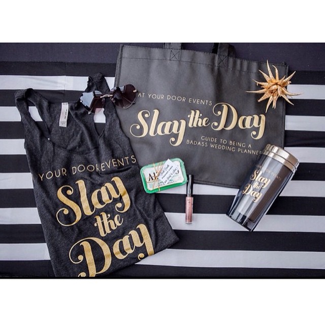 Every badass needs some swag! Each #slaytheday_ attendee walked away with this sweet tote filled with some kick ass swag. Photo credit: @kristinaleephotography / logo and branding by @papercrew /3-31-15