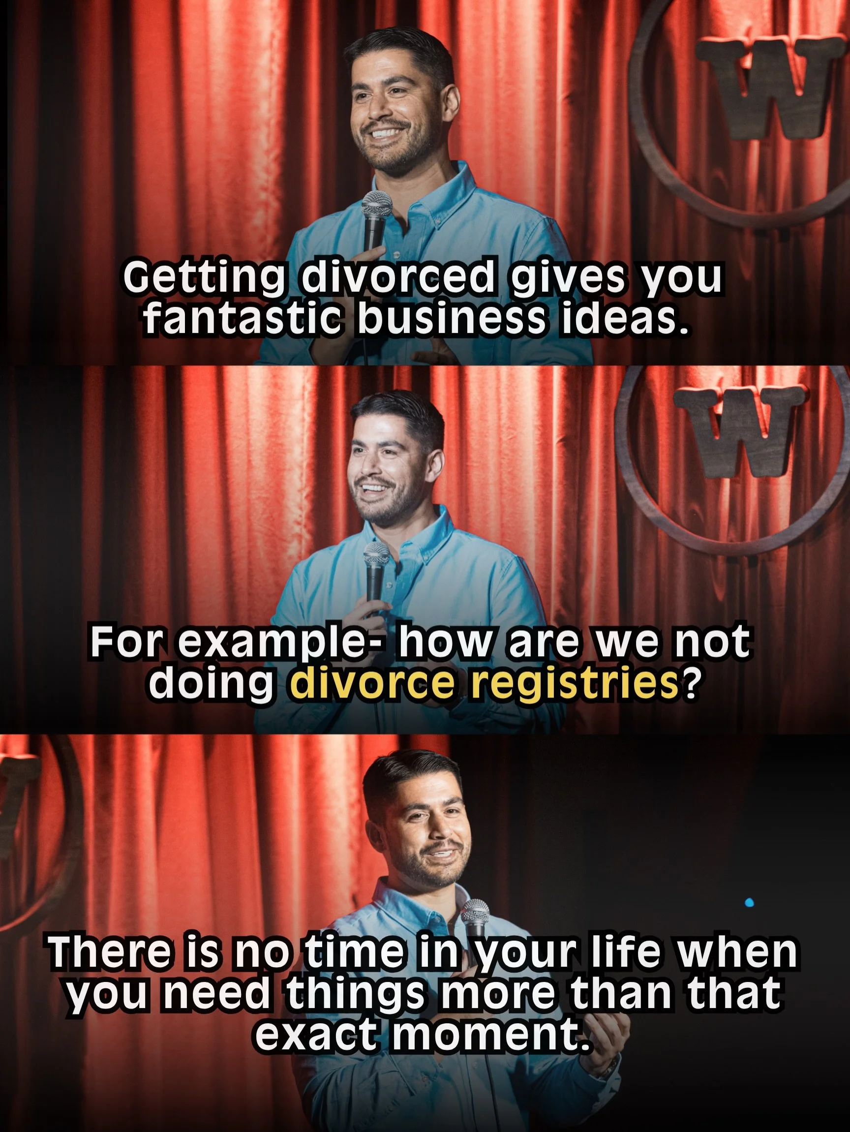 For the price of a cup of coffee, you too can help a divorcee in need ☕️😅

ON TOUR:
5/1: BOSTON, MA
7/29: WASHINGTON, DC*^

*recently added
^tickets not on sale yet 

#standupcomedy #comedy #comedian #breakup #divorce