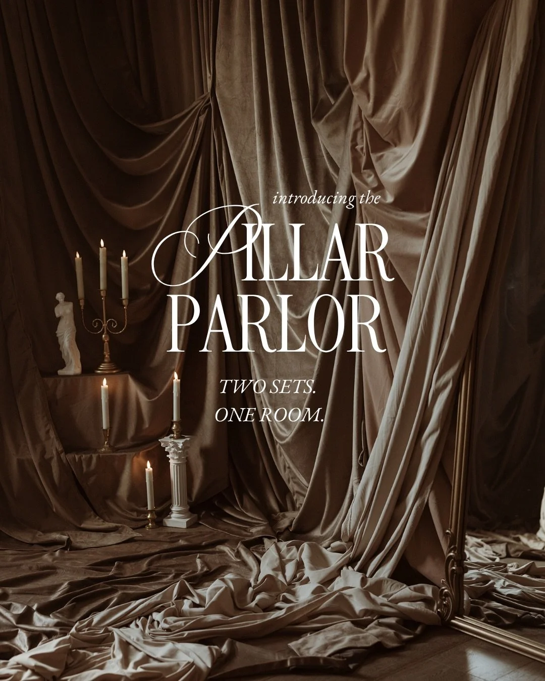Welcome to our new pillar &amp; pole parlor 🔥

A dual set experience &mdash; one room, two vibes. 

Explore either by light, with soft cascading fabrics and pillars which help accentuate you as a work of art. 

Or by dark, where your deeper desires 