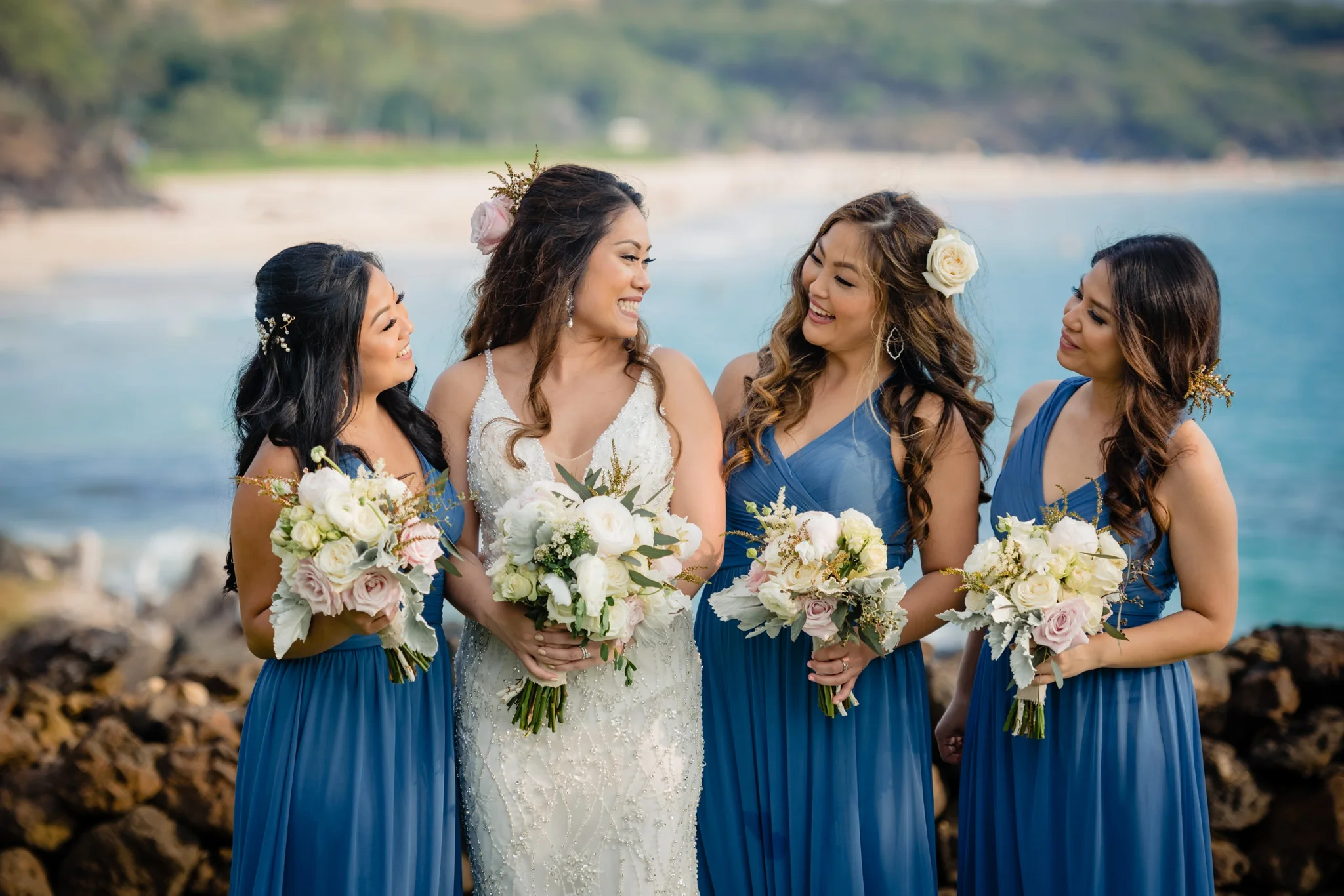 bride with her bridesmaids