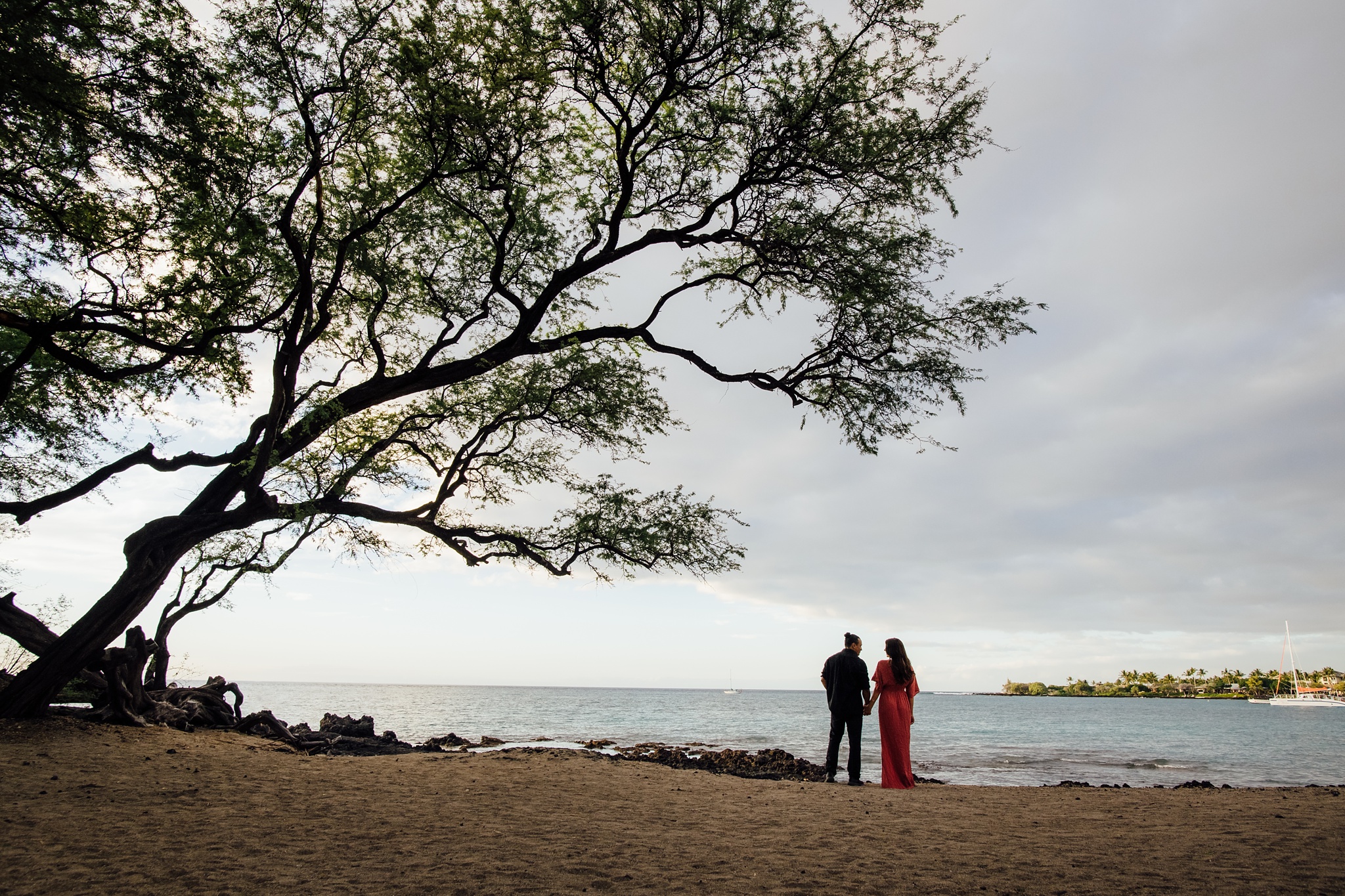 silhouette of a couple on a beach
