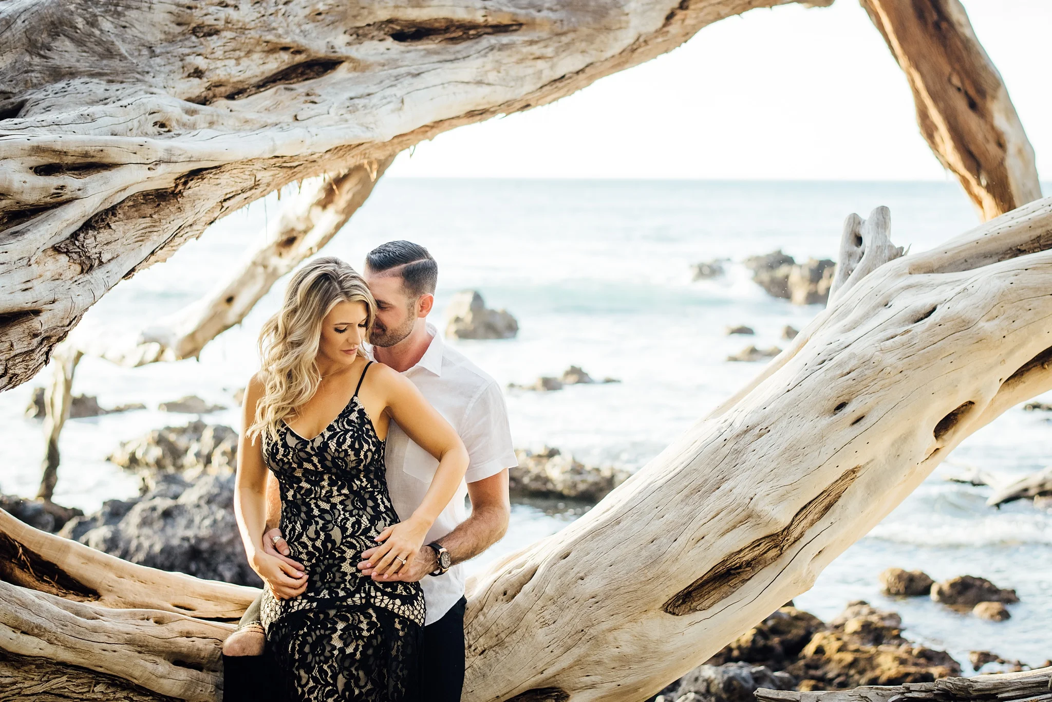 sweet image of a couple during their engagement session in hawaii