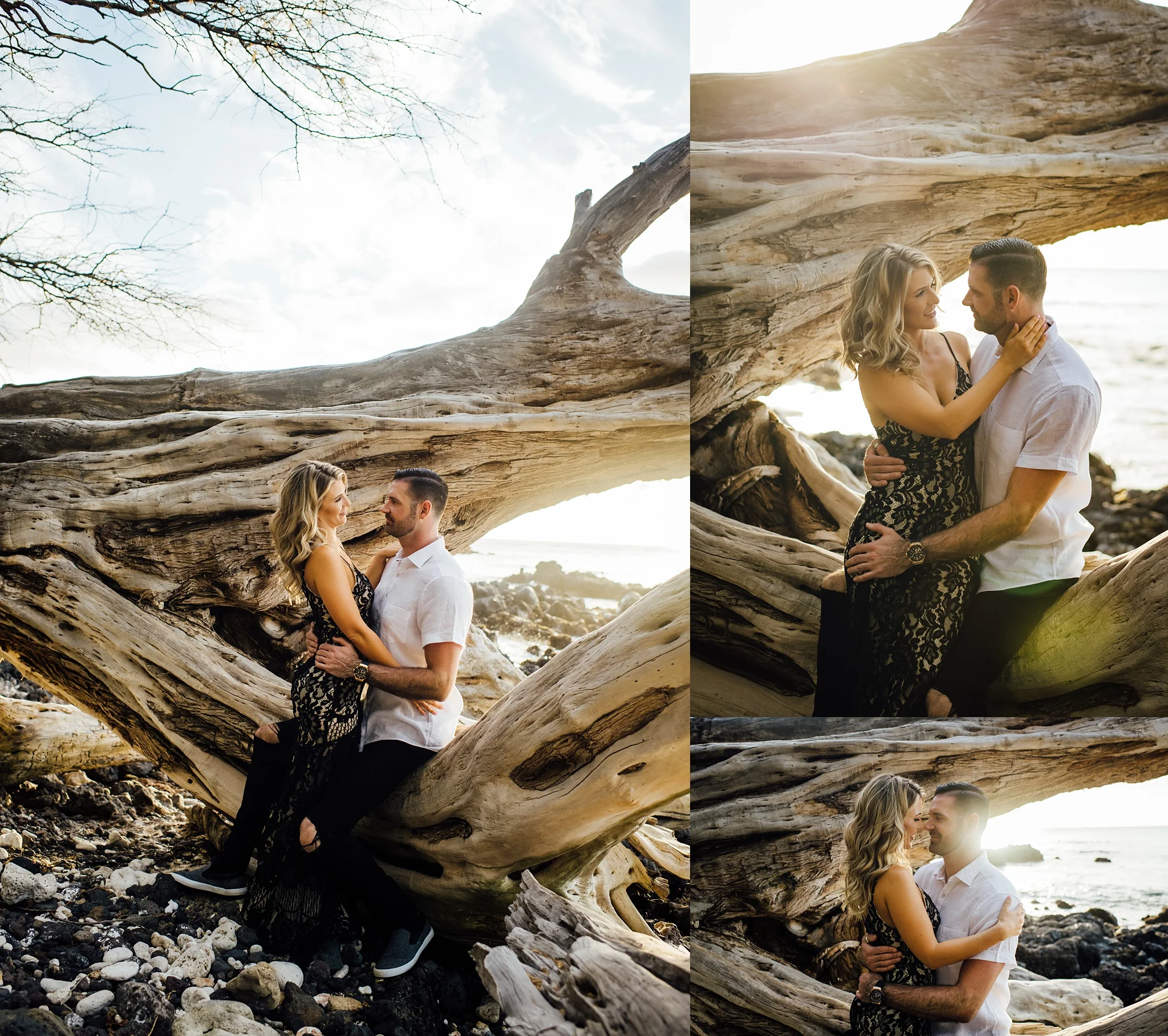 sweet image of a couple during their engagement session on the big island