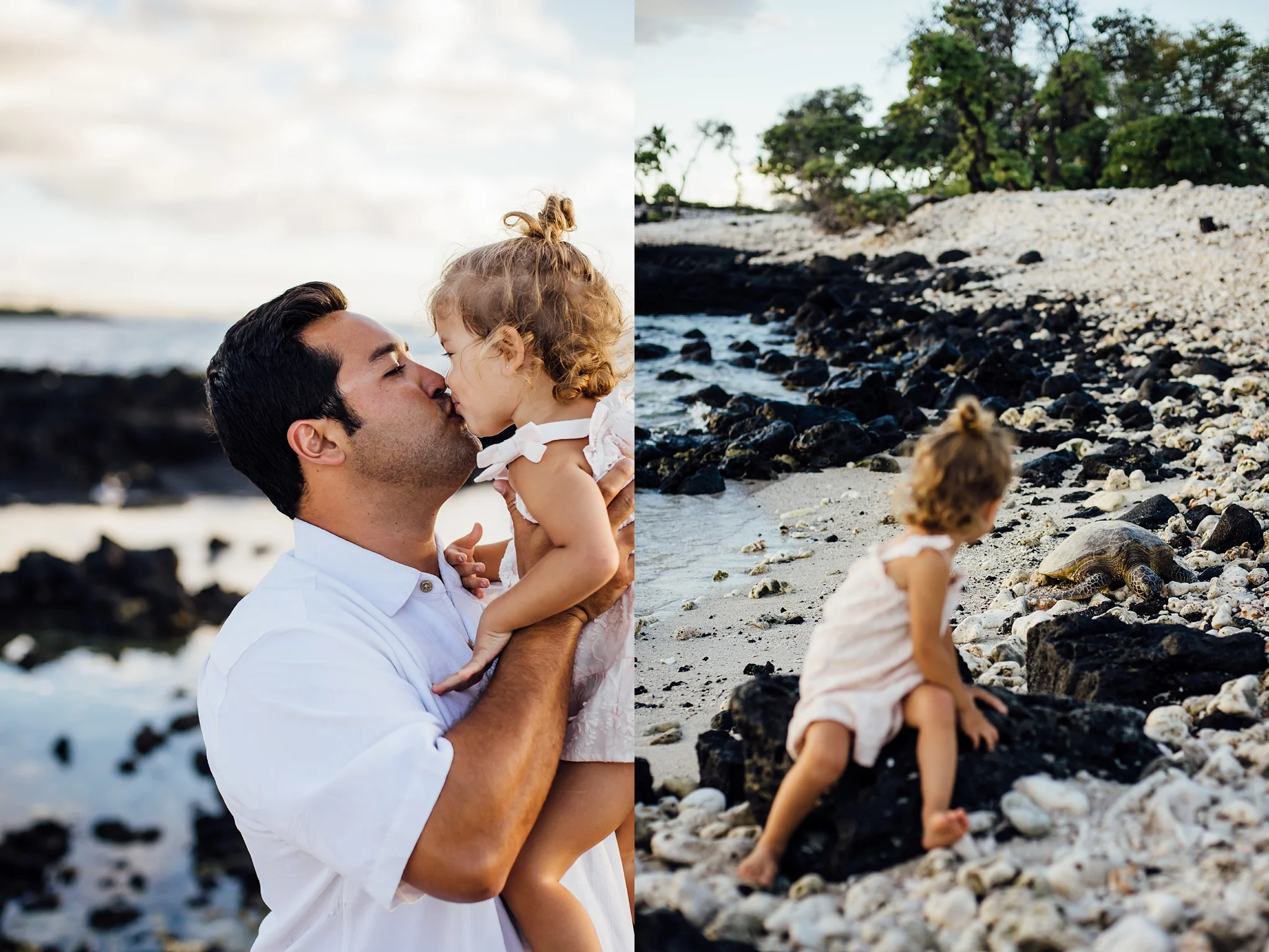 Dad kissing his little girl