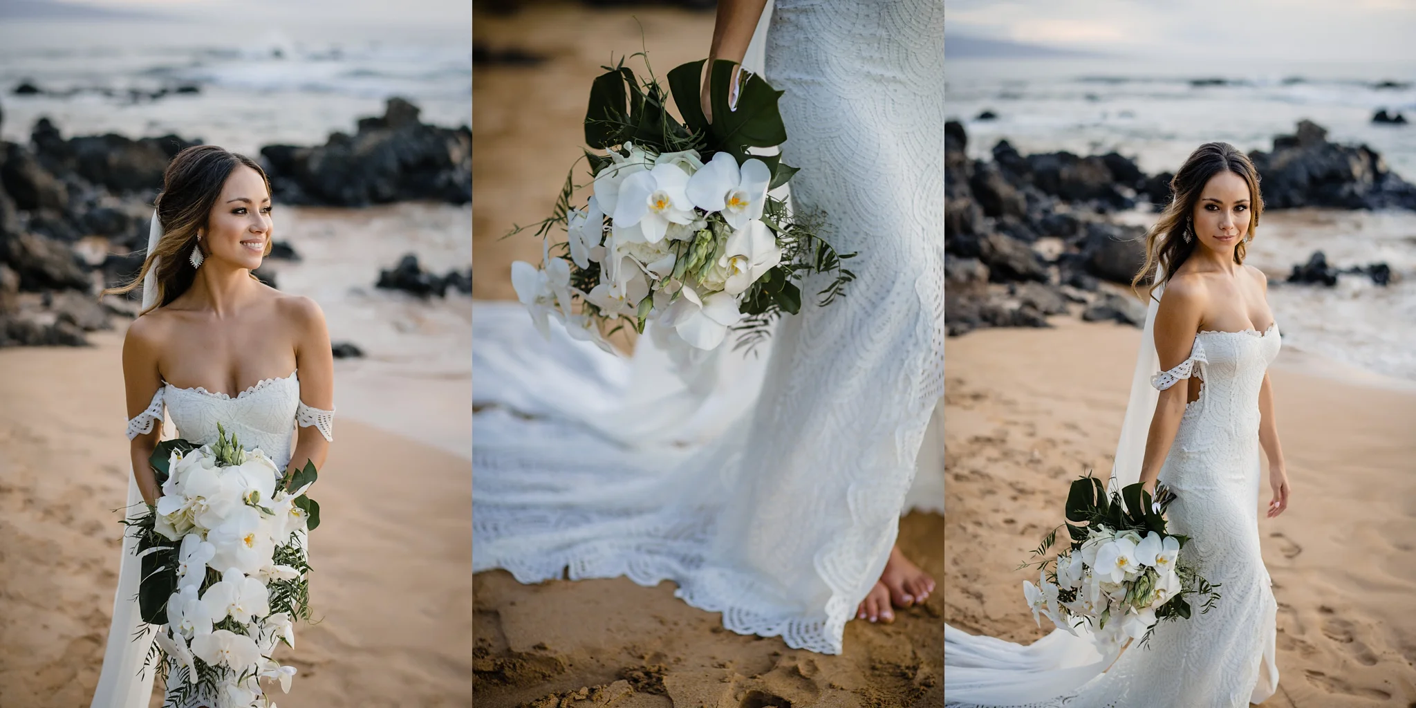 hawaii bride photos at sunset