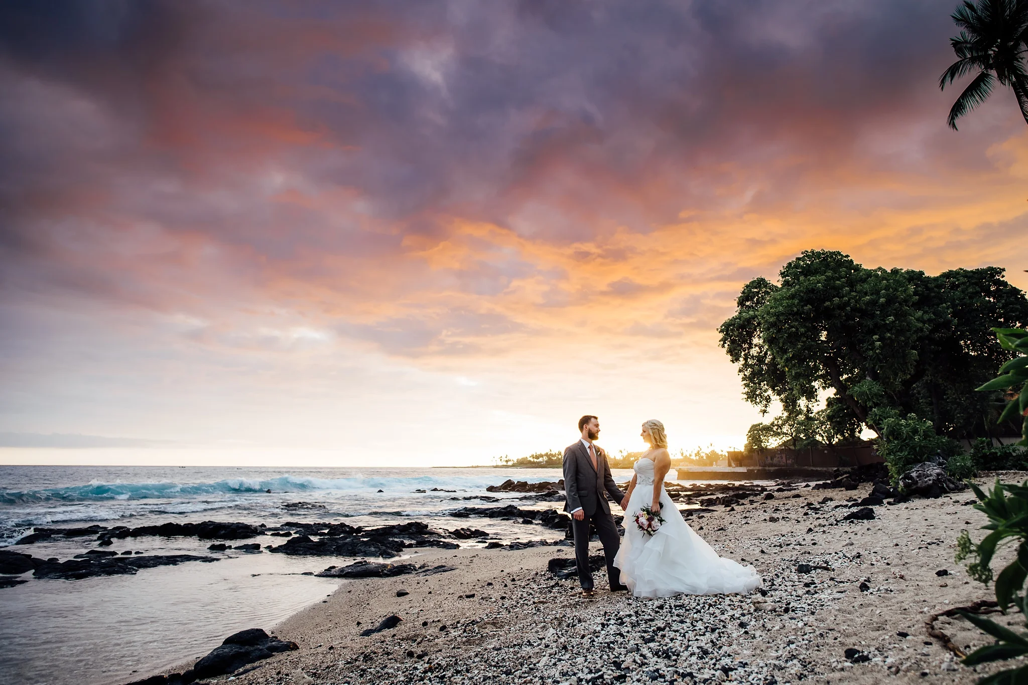 Big Island Wedding Couple at Sunset