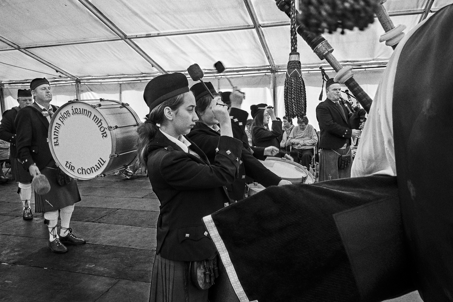 Traditional music. People celebrating the 100th anniversary of the school and the people who worked really hard to keep the cultural Irish education on the island alive.
