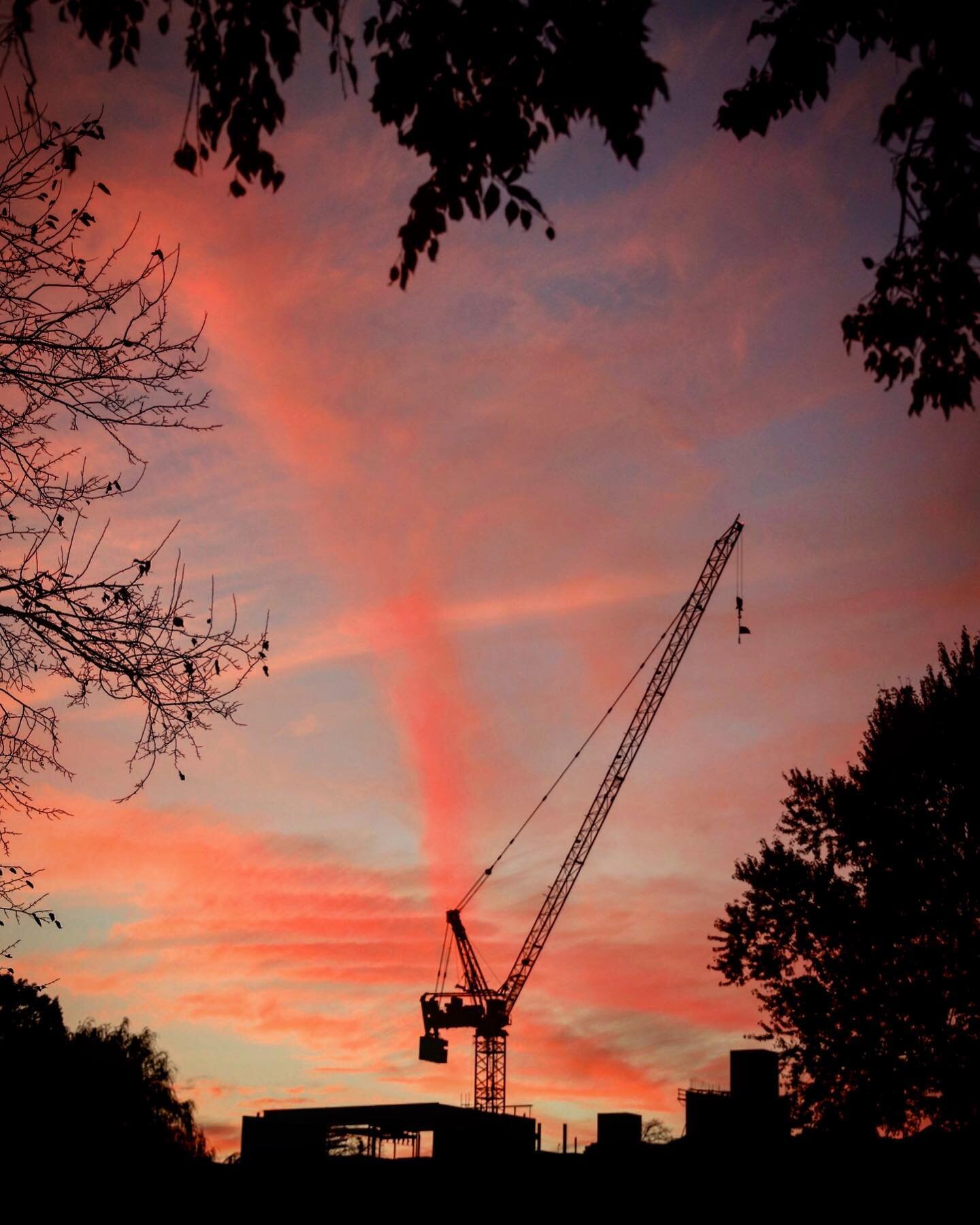 Crane Capture  @thefenway #commonsight #fenway #silouette #sunset #skyfire #schoolsite @bostonartsacademy @bostonschools @leekennedyco
