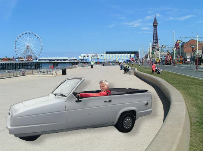 A Muddy Madam mock up of Matt LeBlanc in Blackpool.