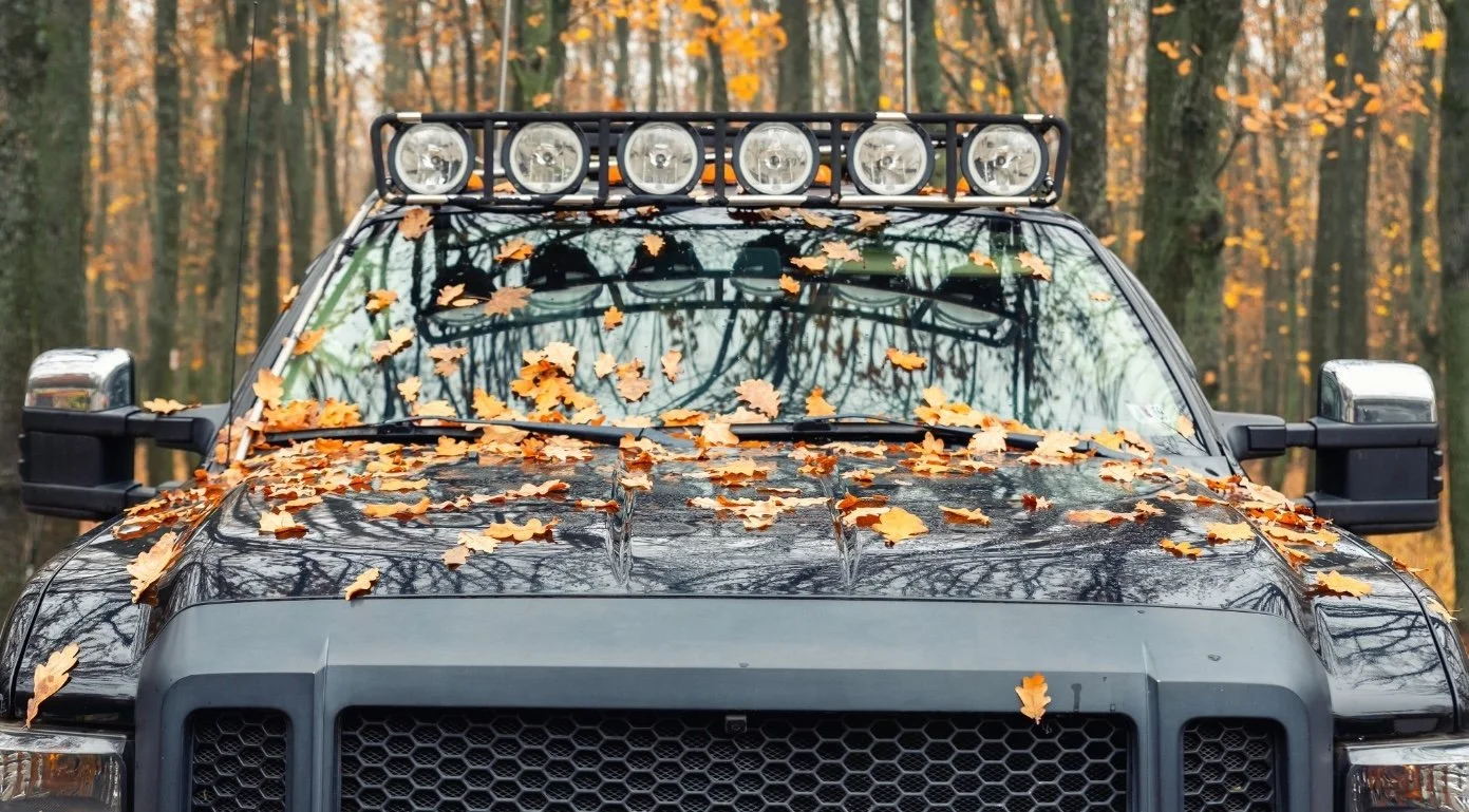 a modified 4x4 with headlight bar on roof