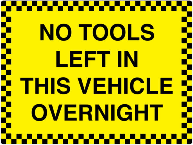an example of a 'cool tools left overnight' car sticker