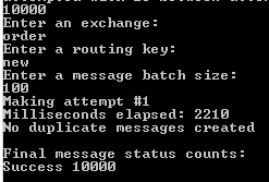 100 batches of 100 messages, 2210 milliseconds