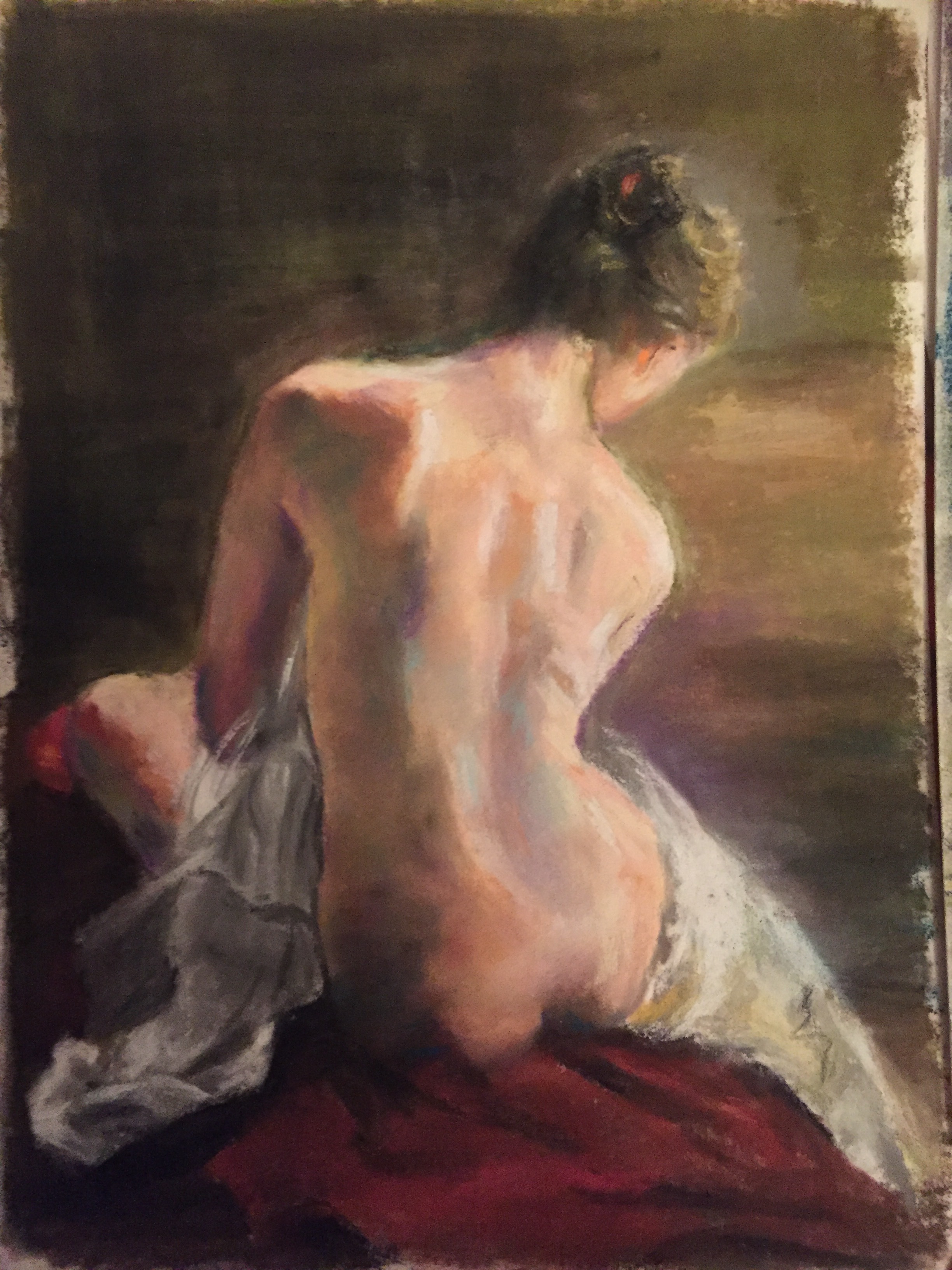 Nude study I, pastels on paper