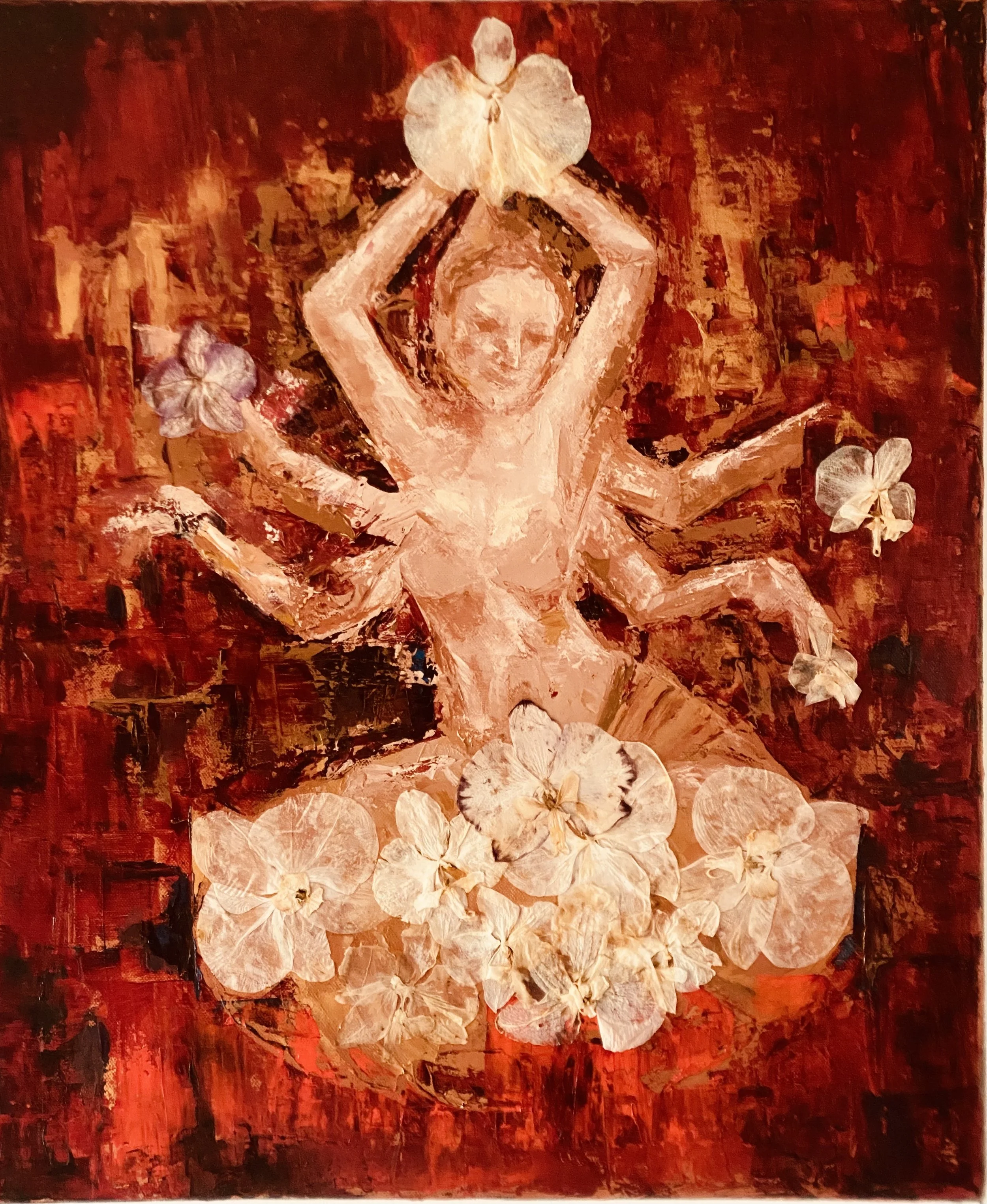   Lotus - 
  Oils on canvas and dried orchids
