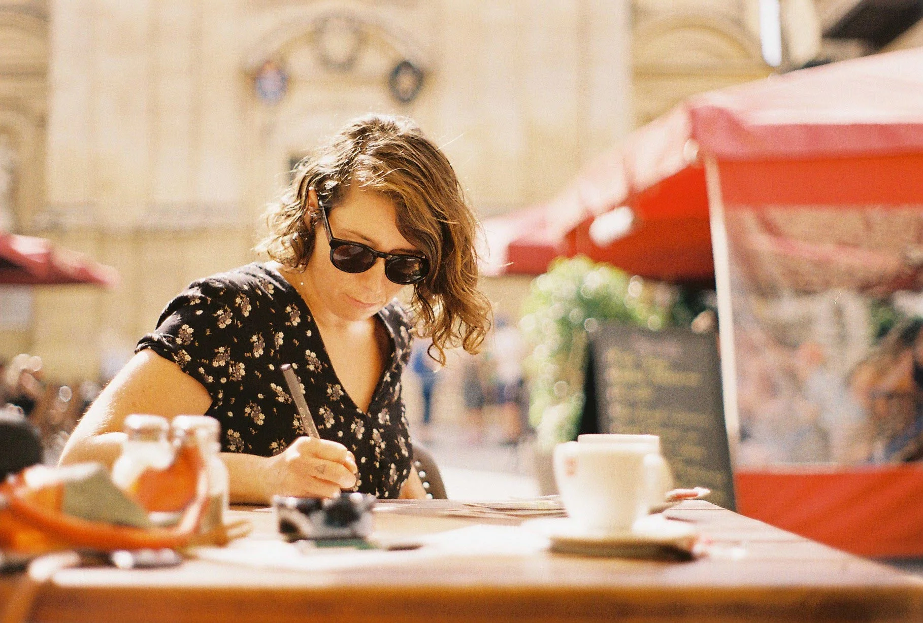 Harriet in Malta cafe, Film camera Pentax K1000