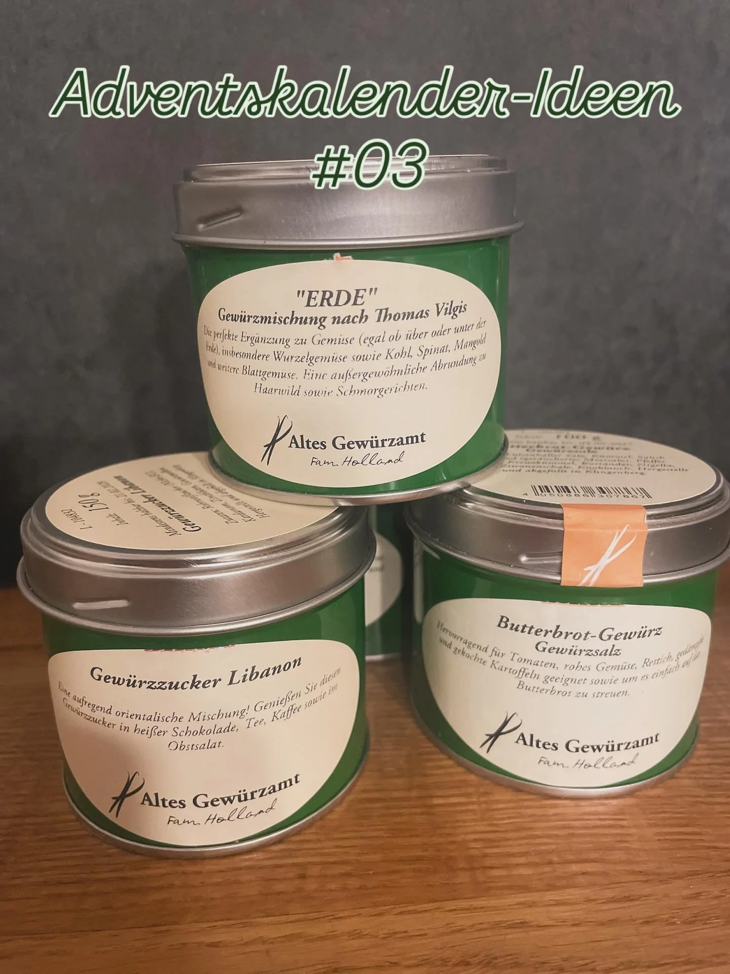 Mit Gew&uuml;rzmischungen vom @altes_gewuerzamt sorgst du in deinem Adventskalender f&uuml;r aromatische &Uuml;berraschungen! 🧑🏼&zwj;🍳👃🏼✨

Unser Lager haben wir gerade aufgef&uuml;llt - du k&ouml;nntest deinen Adventskalender also auch einfach m