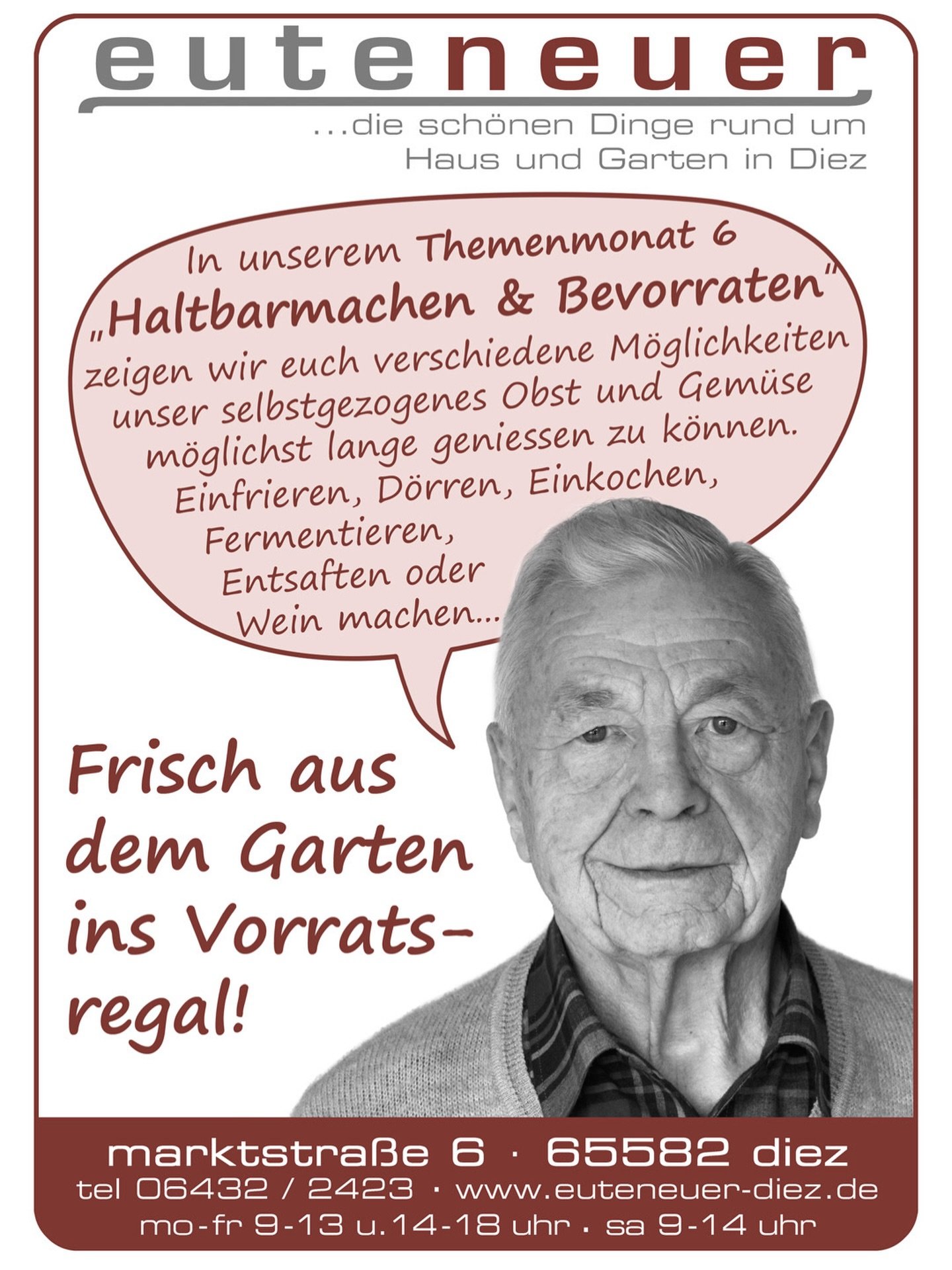 Themenmonat 6️⃣: HALTBARMACHEN UND BEVORRATEN 🍓🍇🍆🥒

Wenn der Garten seine volle Pracht entfaltet, f&auml;llt oft mehr Ernte an, als man sofort essen kann. Wir zeigen euch im Juni die vielen verschiedenen M&ouml;glichkeiten, Obst und Gem&uuml;se h