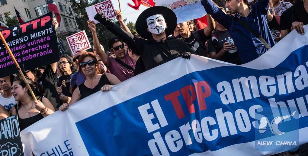 Demonstrations against the TPP in Santiago, Chile