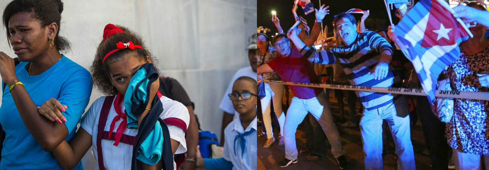 Grieving Cubans in Revolution Square, Havana; Little Havana Celebrations of Castro’s death