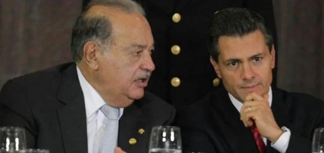 Businessman Carlos Slim and President Enrique Peña Nieto