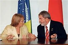 Former social democratic presidents of Chile (Michelle Bachelet) and Brazil (Luiz Inácio Lula da Silva