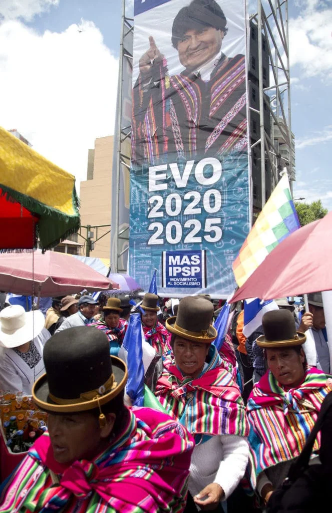 Supporters of Evo Morales running for a fourth term