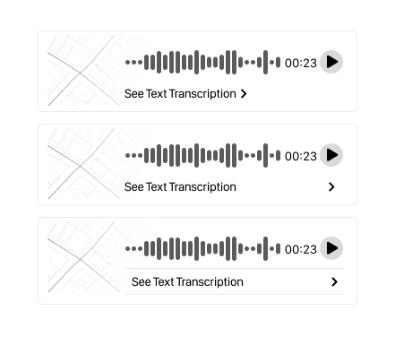 Variations on a voice recording option, with transcription to ensure accessibility