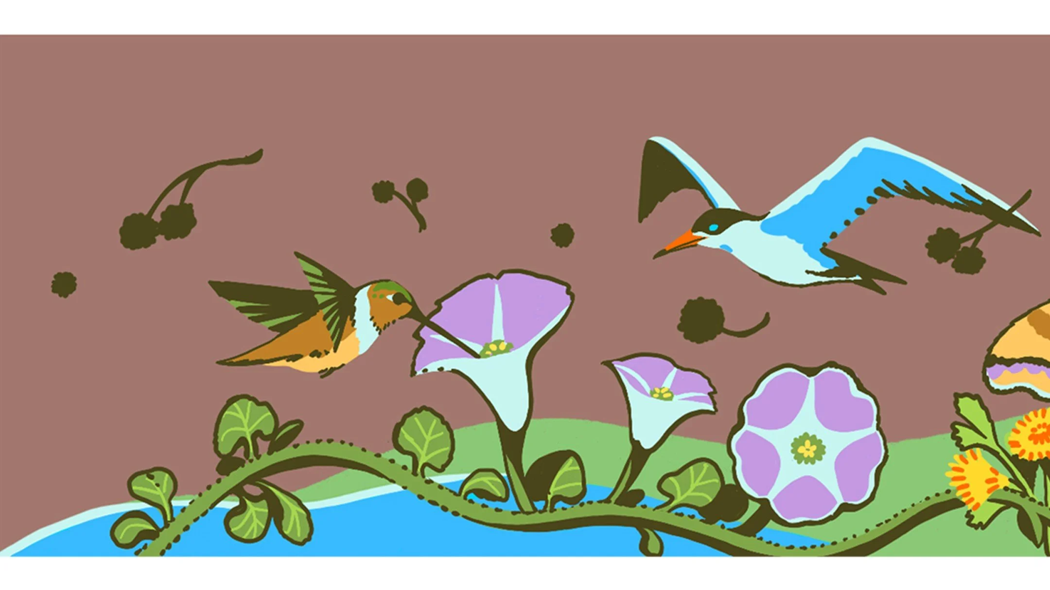 Last year I was a finalist for a mural project at a park in Signal Hill, CA. I was not awarded the project, but I really enjoyed creating the artwork for my proposal and had fun stylizing. Here I've illustrated the native biodiversity of Signal Hill 