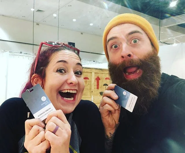 We. Have. Arrived!!! Got our badges, in our Booth #906 &amp; our #LAartShow2019 install begins!! .
.
.
@laartshow #laartshow