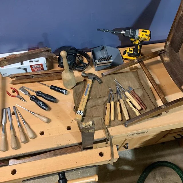 Just doing a little antique chair restoration today!