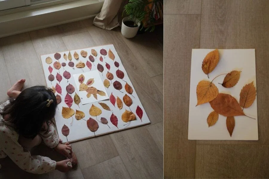 落ち葉でかんたん動物アート|子供と作る秋の玄関インテリア