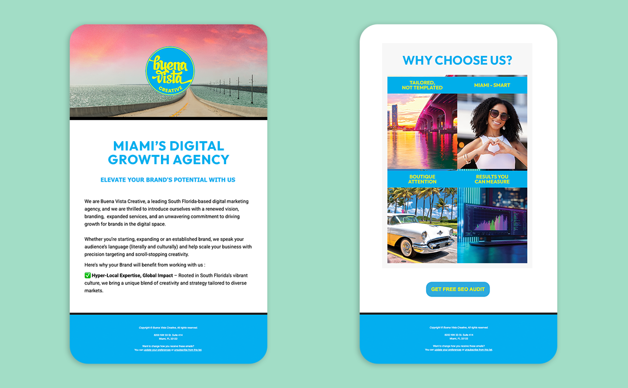 Francisco Anduiza, Jr., Senior Graphic Designer, Buena Vista Creative responsive email template layout