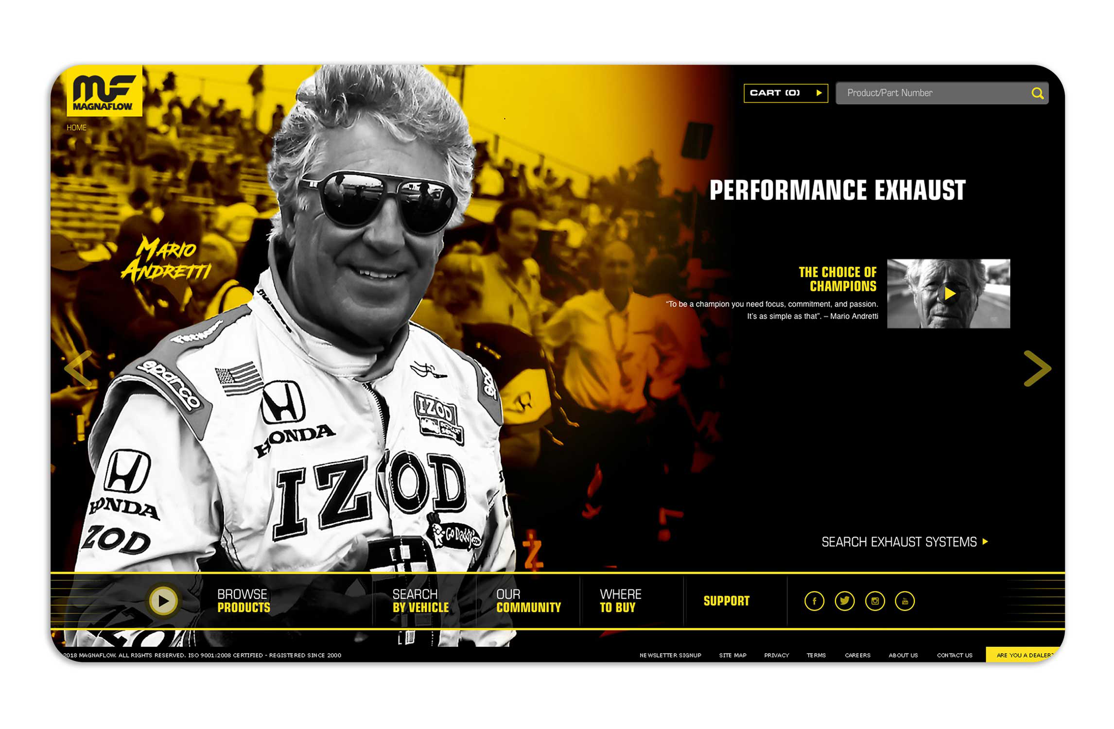 Francisco Anduiza, Jr., Senior Graphic Designer, MagnaFlow landing page design featuring Mario Andretti