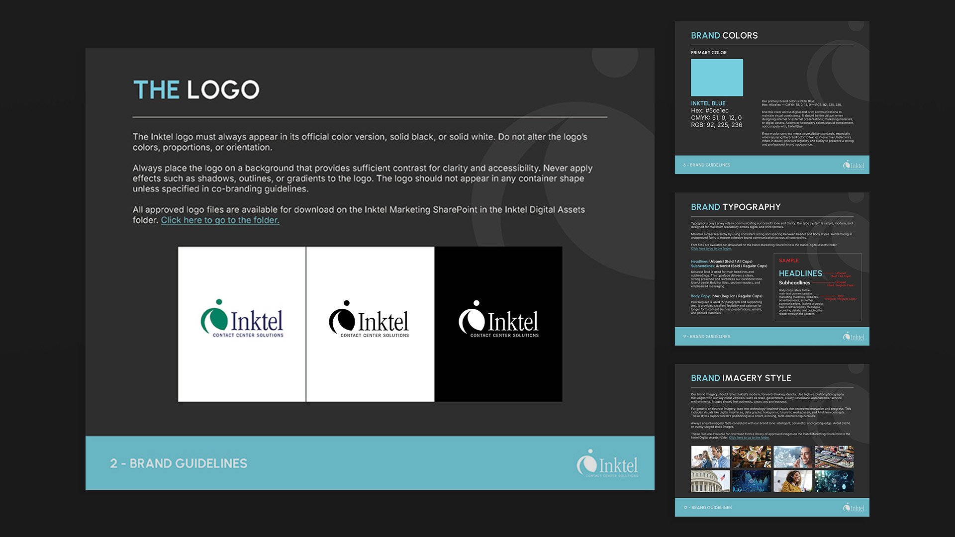 Francisco Anduiza, Jr., Senior Graphic Designer, Inktel brand guidelines and visual identity system