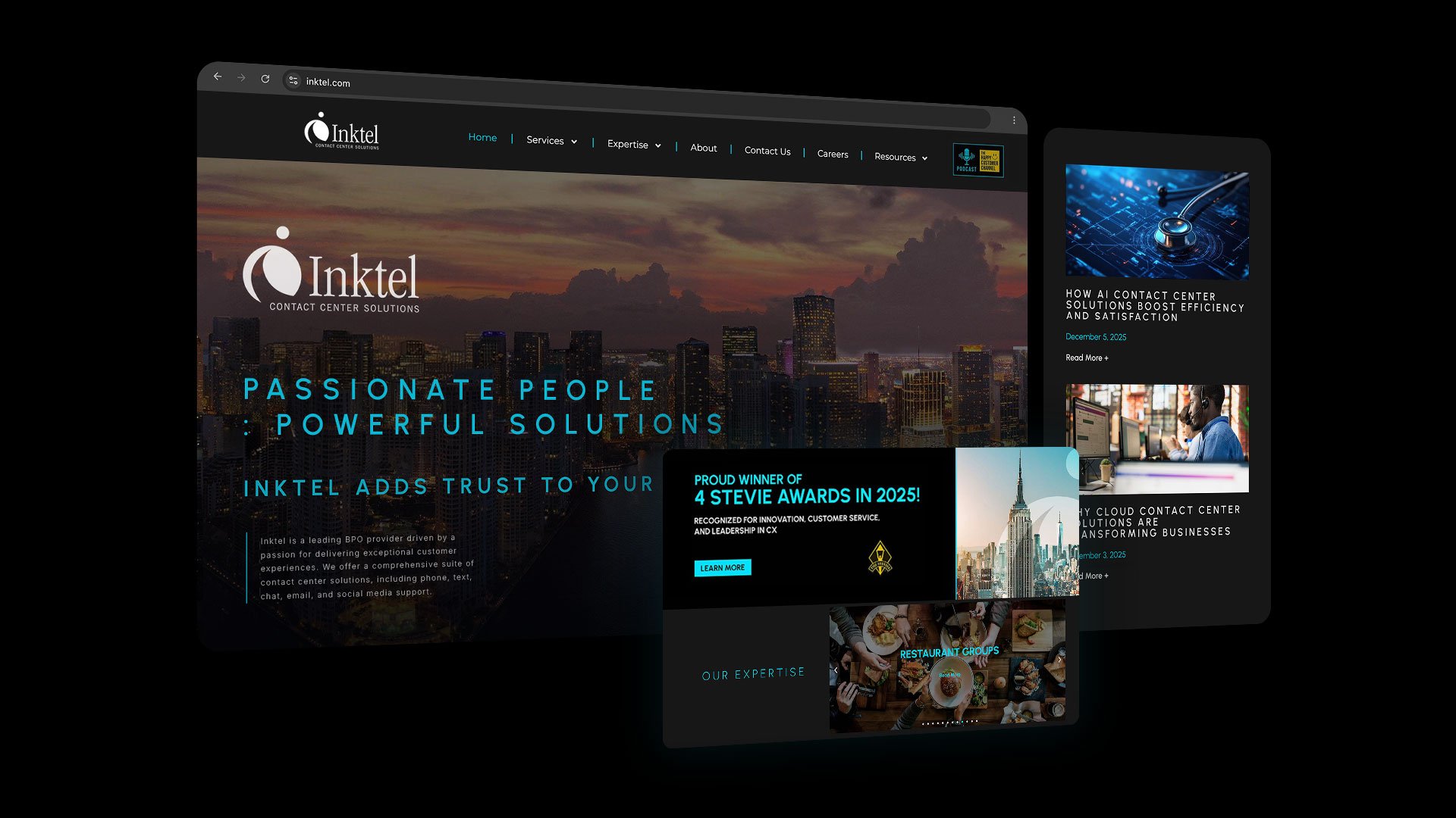 Francisco Anduiza, Jr., Senior Graphic Designer, responsive Inktel website design across desktop, tablet, and mobile devices