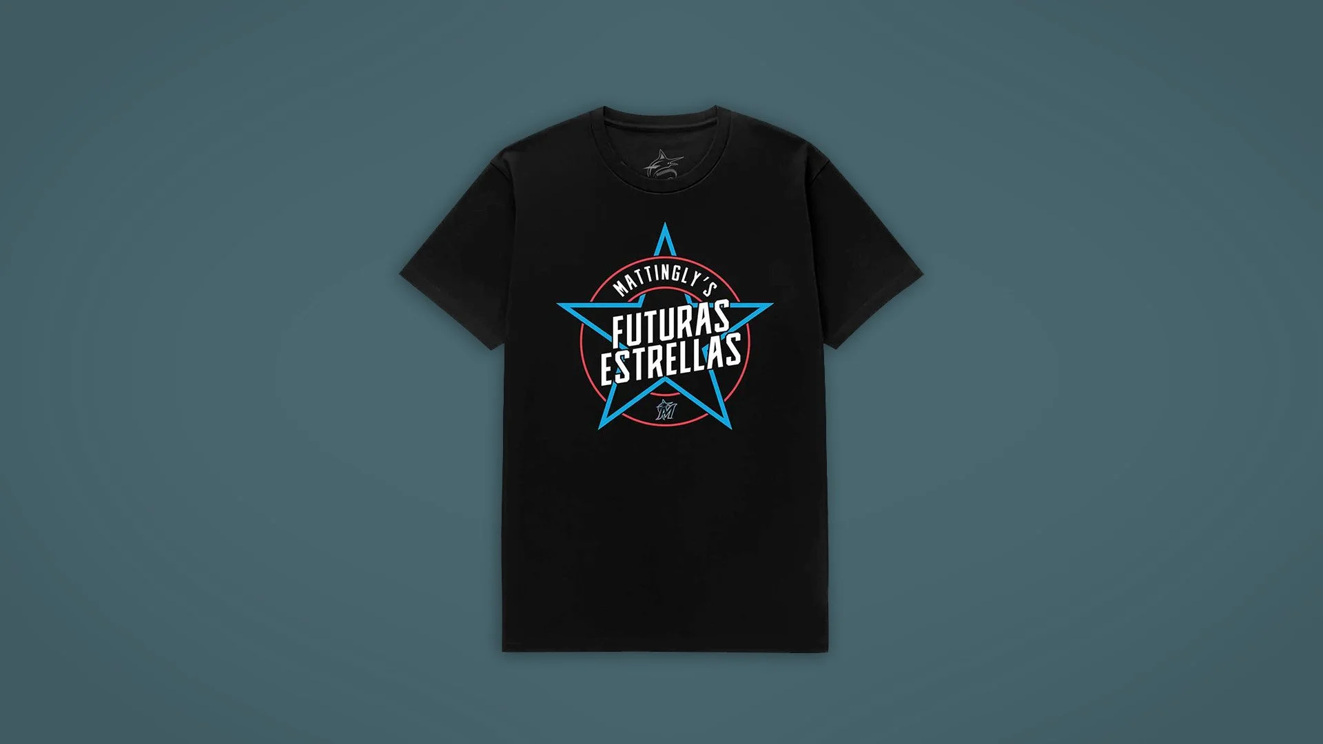 Miami Marlins Futuras Estrellas merchandise concept featuring custom event apparel design with bold sports typography and star-inspired branding.