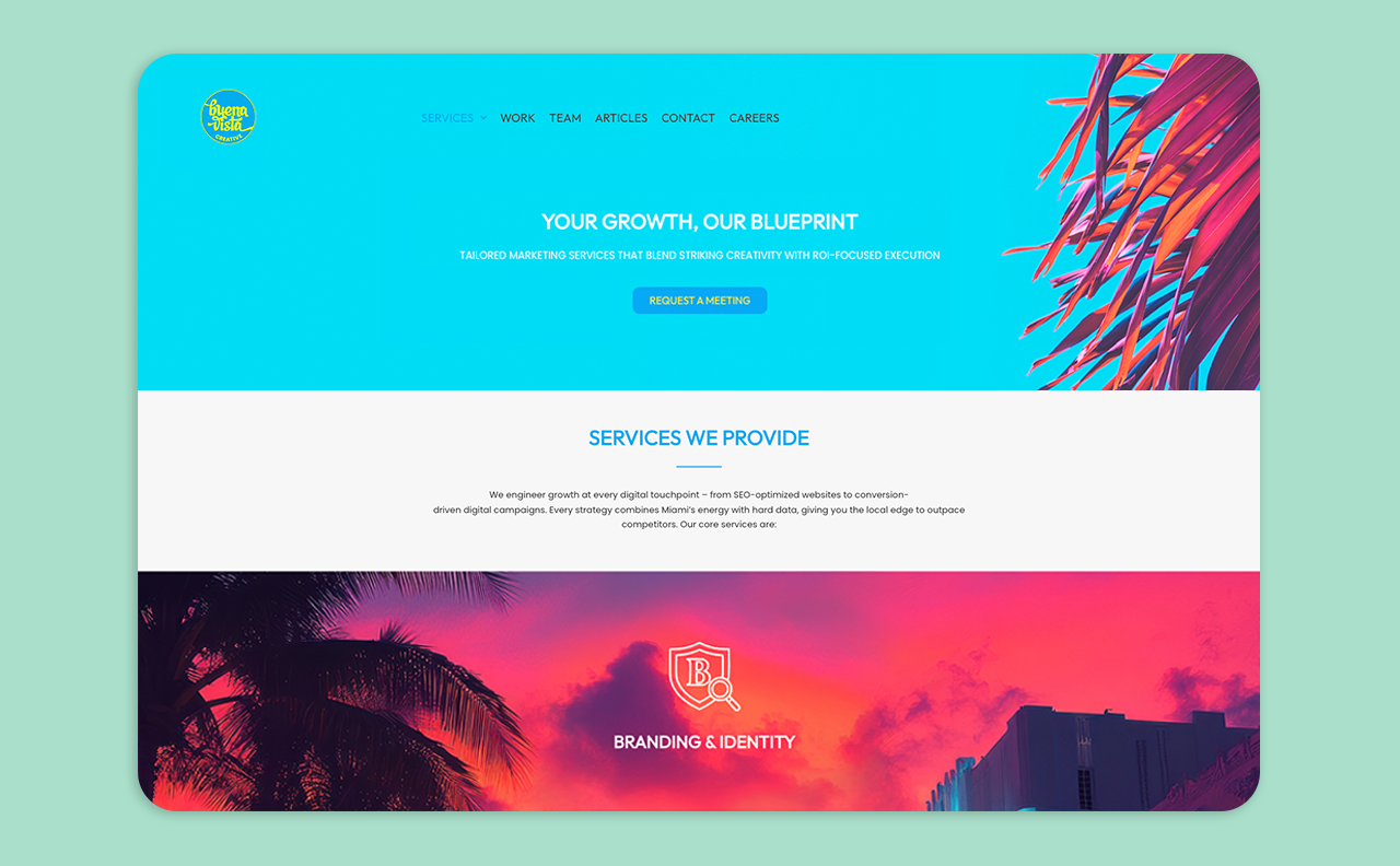 Francisco Anduiza, Jr., Senior Graphic Designer, Buena Vista Creative website homepage design