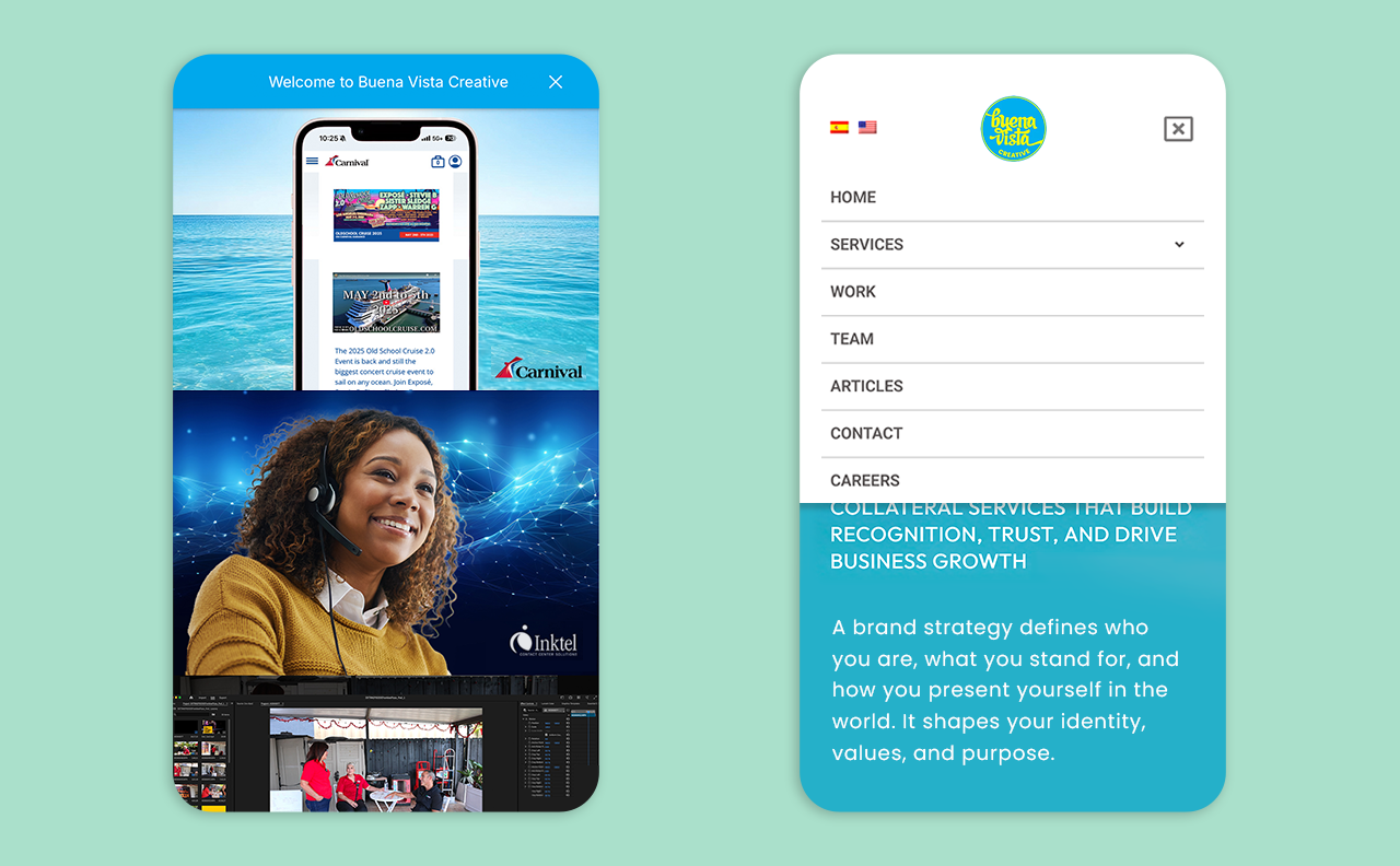 Francisco Anduiza, Jr., Senior Graphic Designer, Buena Vista Creative mobile website design