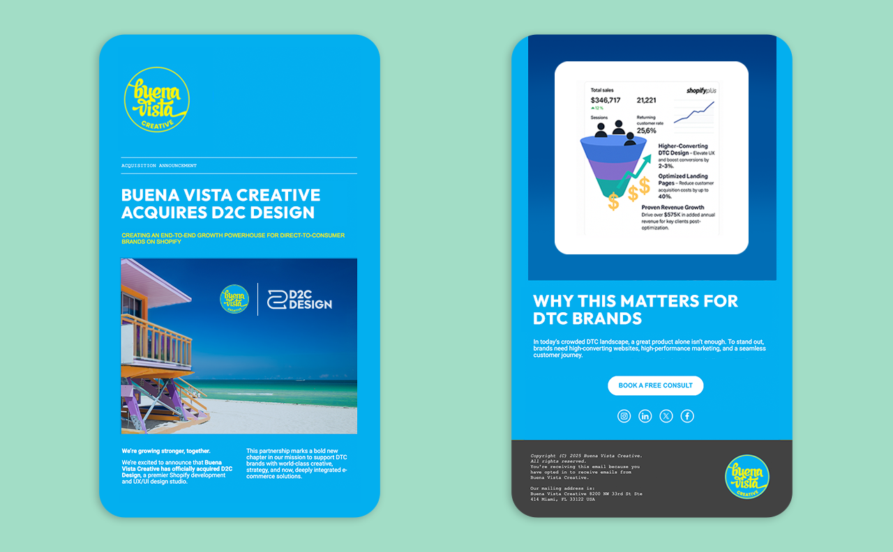 Francisco Anduiza, Jr., Senior Graphic Designer, Buena Vista Creative email template mobile design