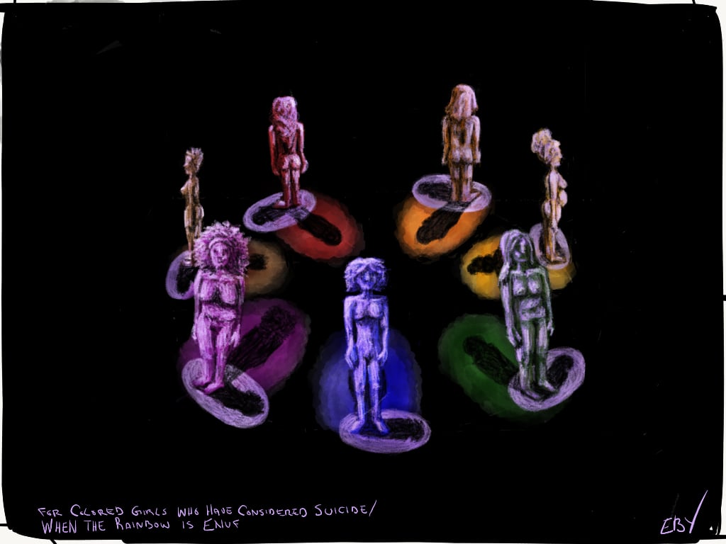 FOR COLORED GIRLS WHO HAVE CONSIDERED SUICIDE/ WHEN THE RAINBOW IS ENUF : OPENING POEM Materials: iPad Mini, Paper by 53 app, Griffin stylus