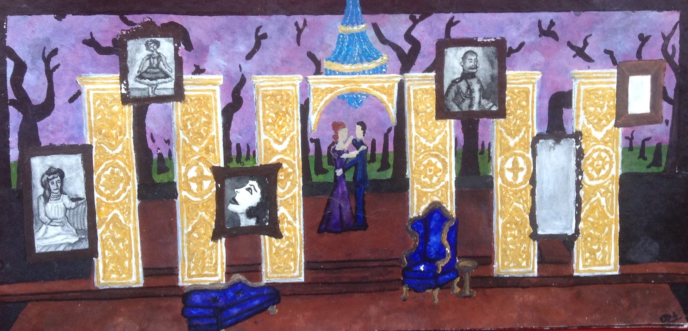 THE CHERRY ORCHARD: Act III Materials: gouache, soft pastel, watercolor paper.