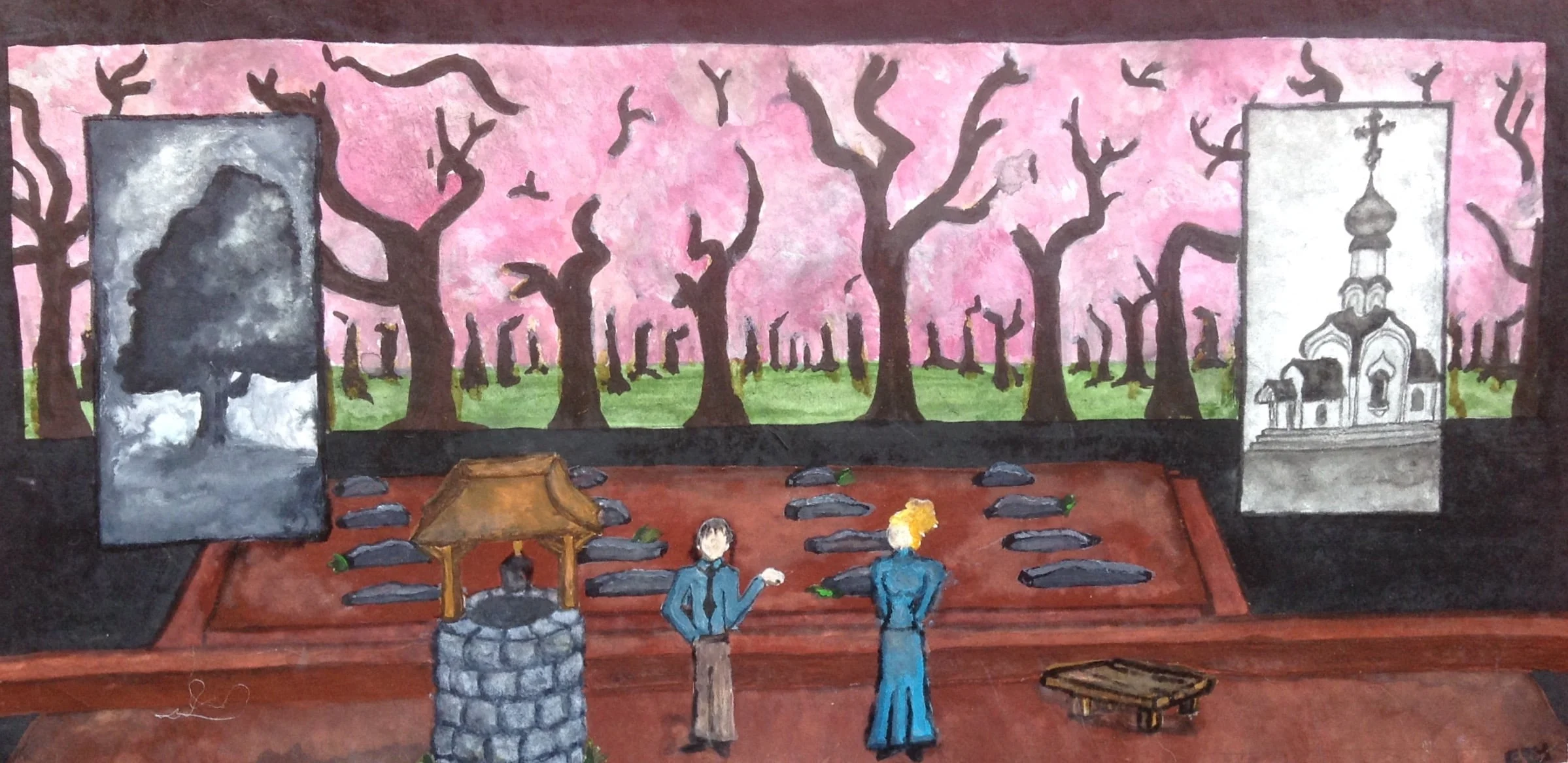 THE CHERRY ORCHARD: Act II Materials: gouache, watercolor paper