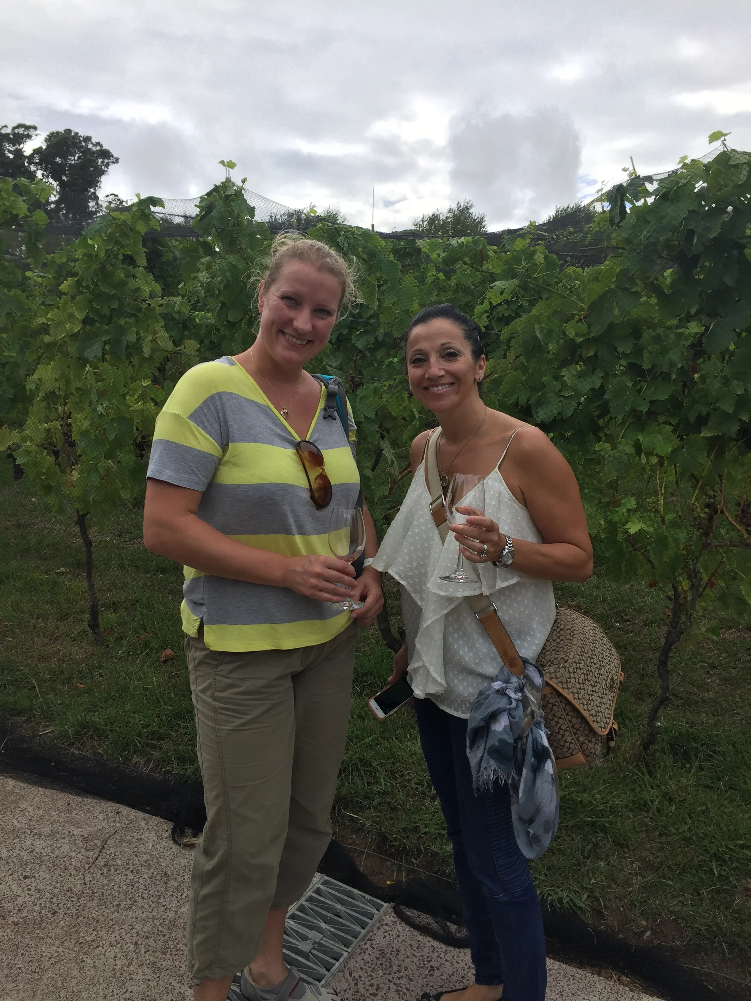 Jo and Roxanne naming the grapes for later consumption.