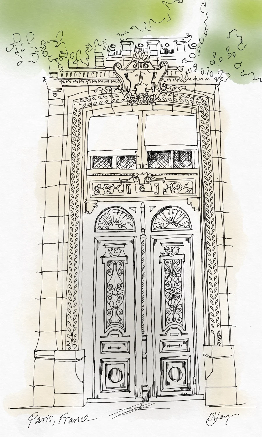 A door I photographed a few years ago; colored with ipad pen.