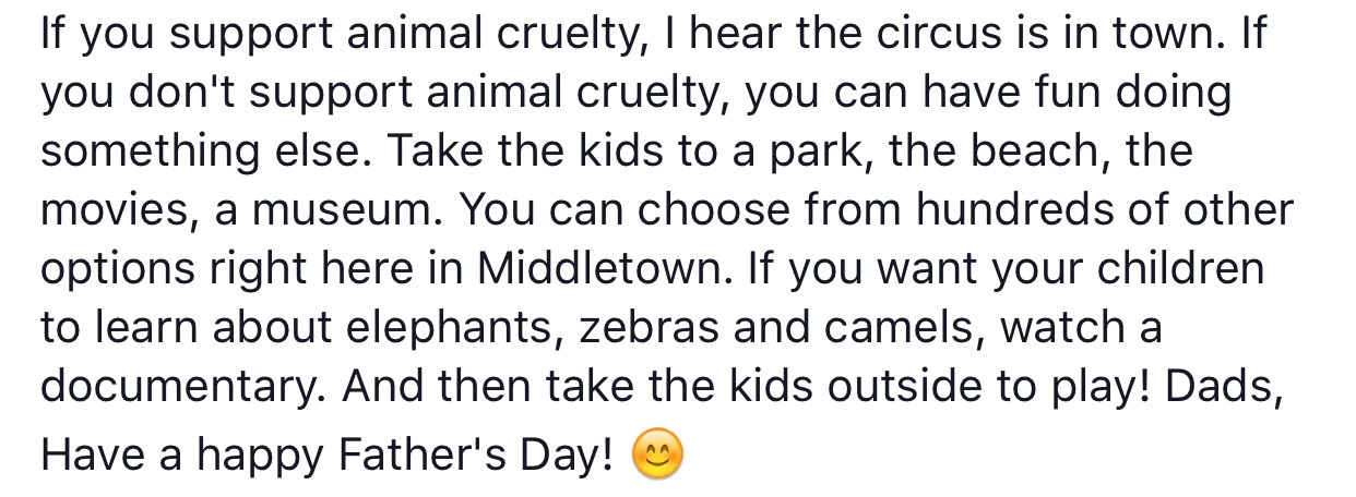 If you support drunk driving, I hear TGI Friday's has a big fat parking lot for your death mobile. If you don't, take the kids to a park. What do you mean you don't have kids? Take them outside and PLAY! Happy Father's Day to every single male in this town! You're all fathers!
