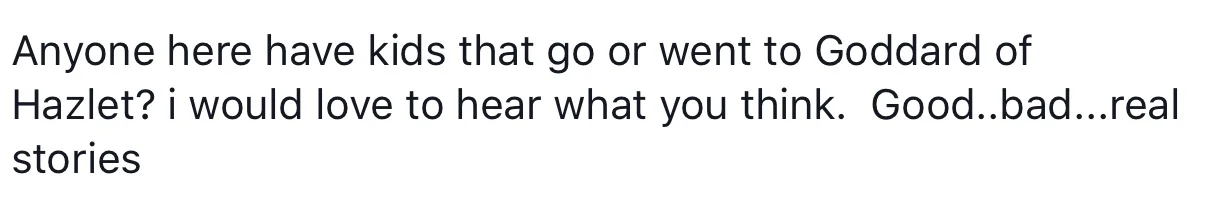 Looking for some juicy hot takes about the Goddard school. Good...bad...real...ugly...powerful...dramatic...fearful...aggressive...evil...real stories